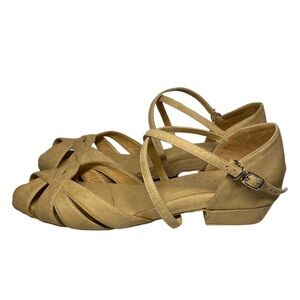 Ultimate Dance Wrapstar Shoes Women’s Size 8W Tan Microsuede Open Toe Buckle